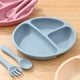 thumbnail image 4 of Plato llano Platos de silicona para bebés, niños pequeños, plato de autoalimentación para bebés con cuchara y tenedor de silicona, sin BPA, diseño dividido, apto para lavavajillas y microondas Meterk Plato llano, 4 of 7
