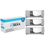 SuppliesMAX Remanufactured Replacement for HP DesignJet Z6100/Z6100PS Matte Black High Yield Wide Fomat Inkjet (3/PK-775 ML) (NO. 91) (C9480A)