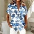 thumbnail image 2 of Hawaiian Shirts for Women Short Sleeve Tropical Button Down Summer Beach Aloha Shirt Dressy Casual Floral Printed Outfits, 2 of 5