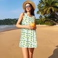 thumbnail image 3 of Naloa Frogs Jumping Print Women's Summer Spring Casual Beach Sundress,Vacation Sleeveless Tank Crewneck Loose Dresses, 3 of 7