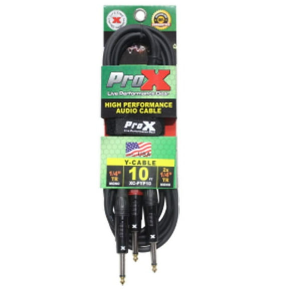 ProX XC-PYP10 10' 1/4" TS-M to Dual 1/4" TS-M High Performance Audio Cable