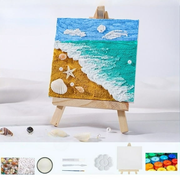Texture Painting Kit DIY Quartz Sand Acrylic Painting for Beginners（3.93in）