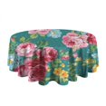 thumbnail image 5 of Pioneer Flower Floral Print Pattern Round Tablecloth 60"x60",Wrinkle Wipeable Table Cloth for Kitchen Dining Room Picnic Patio Party, 5 of 6