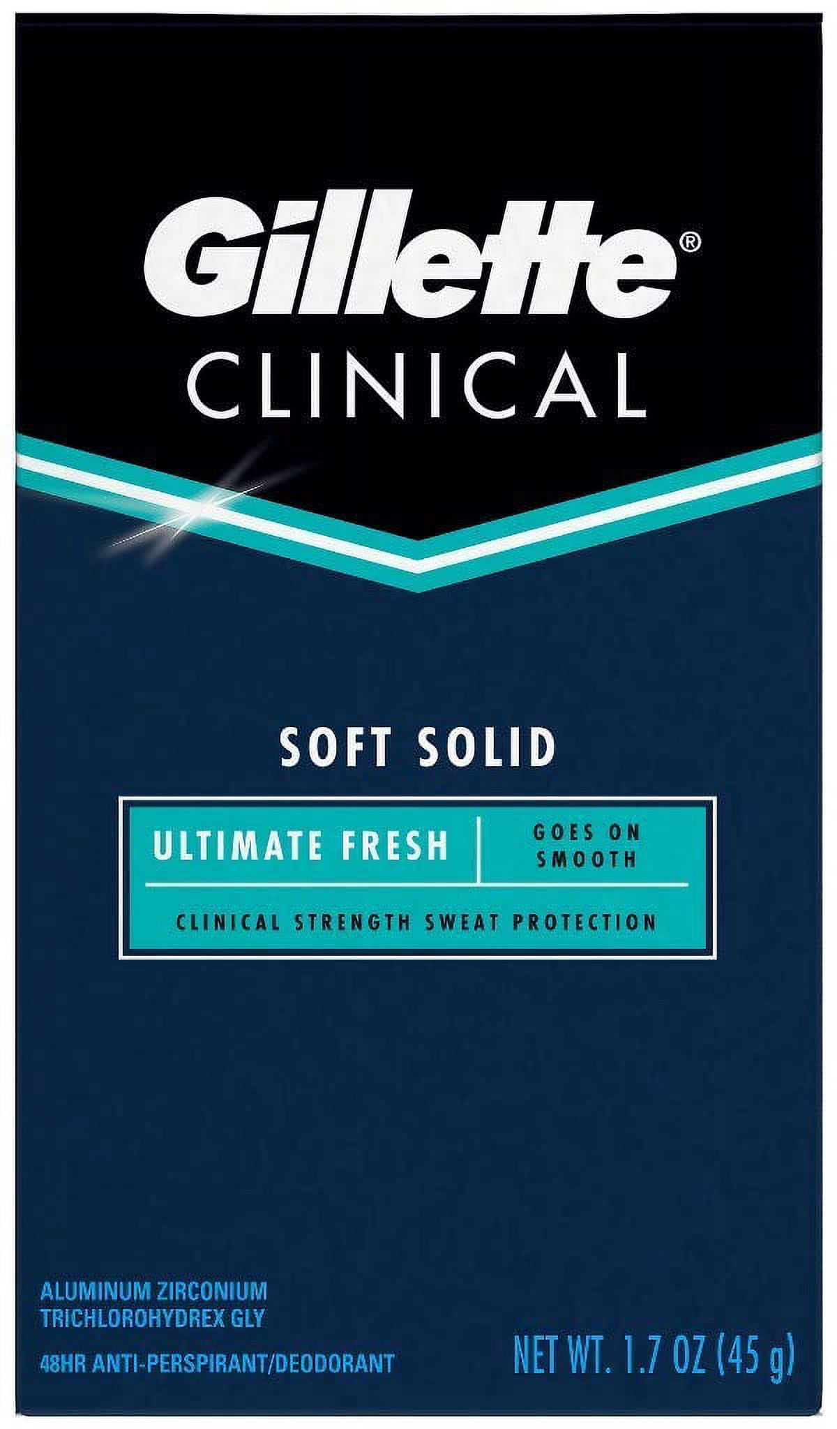 Gillette Clinical Anti-Perspirant Deodorant, Ultimate Fresh Advanced Solid 1.70 oz (Pack of 3)