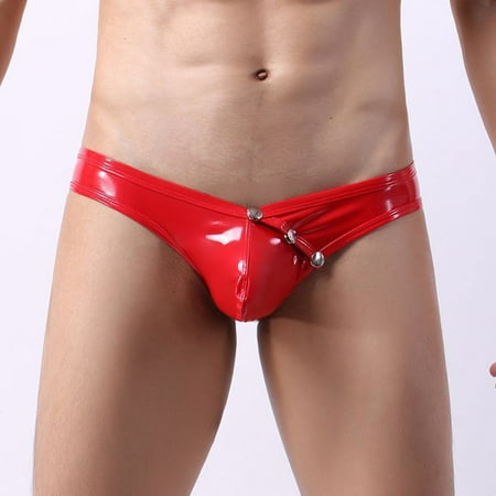 

Mens Underwear Boxer Briefs Man Imitation Leather Patent Leather Knickers Low Waist Lingerie