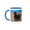 Blue/White, variant on 3drose, Usa, California. Labradoodle on a Boulder in the Colorado Desert., 11oz Two-tone Red Mug