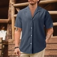 thumbnail image 2 of BOBOGOJP Chemise Homme Manches Courtes Boutonnée avec Poche, Gris Foncé L, 2 of 5