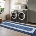thumbnail image 2 of Tzou Modern Bordered Hallway Rugs Indoor, 2x6 Boho Kitchen Non-Slip Washable Ultra-thin Soft Carpet Washable Rugs for Bedroom Living Room(Blue), 2 of 7