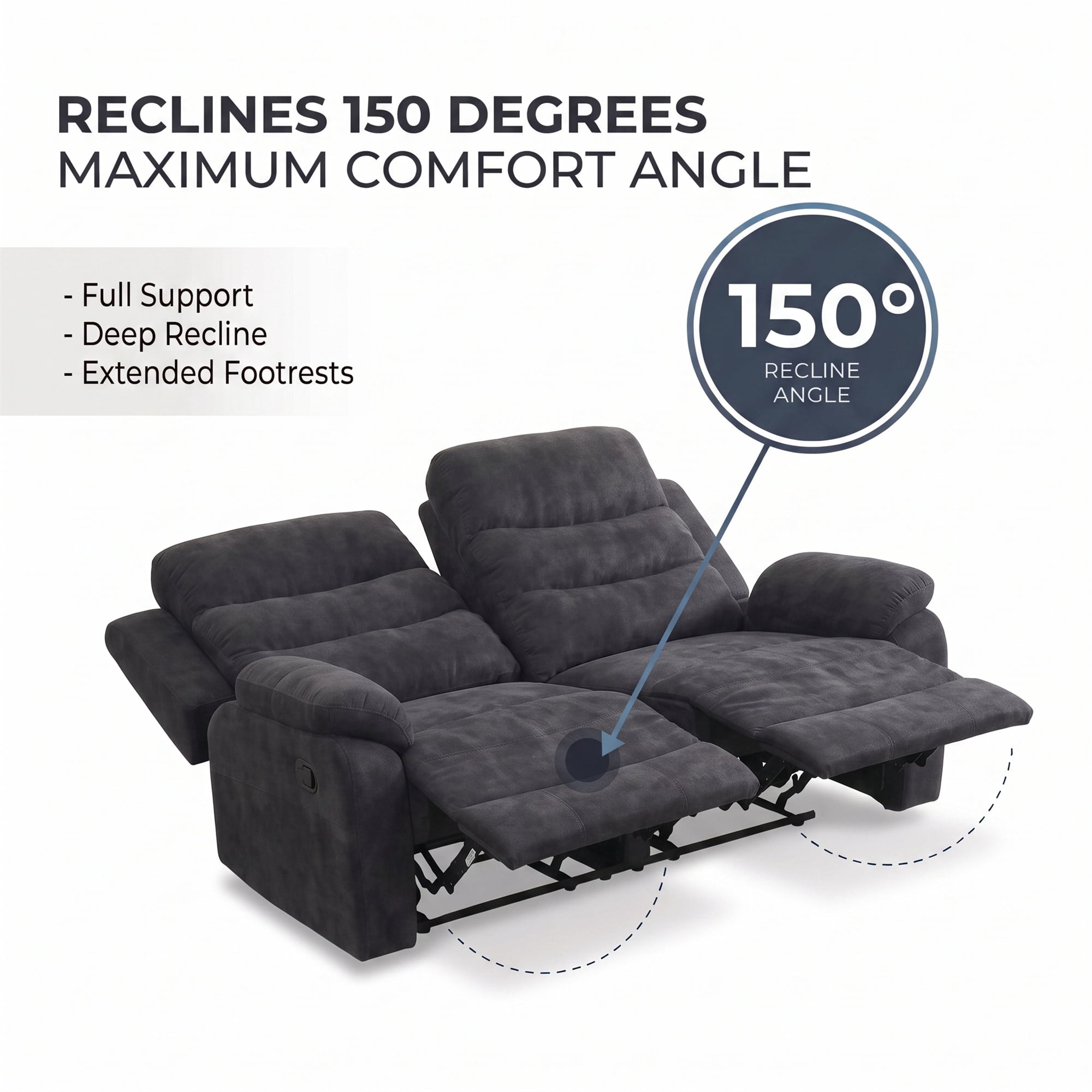 58" Manual Reclining 2-Seat Loveseat for Living Room, Gray