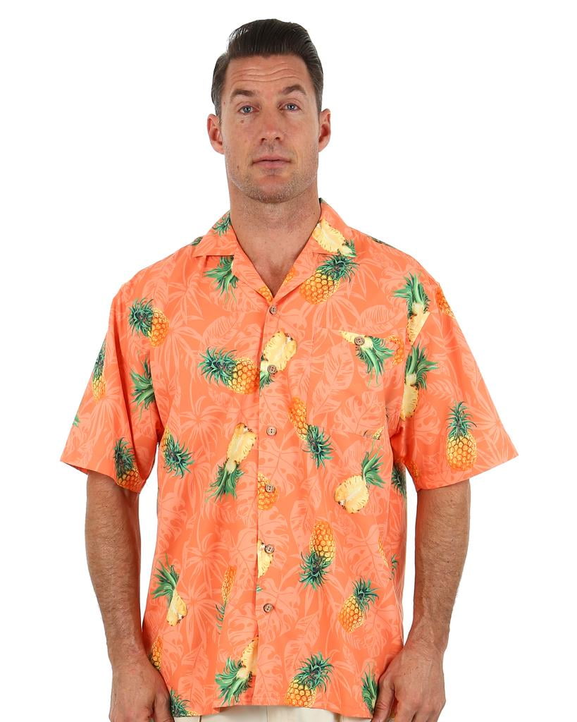 Men's Pineapple Hawaiian Shirt Casual Tropical Beach Cotton Short Sleeve Shirt