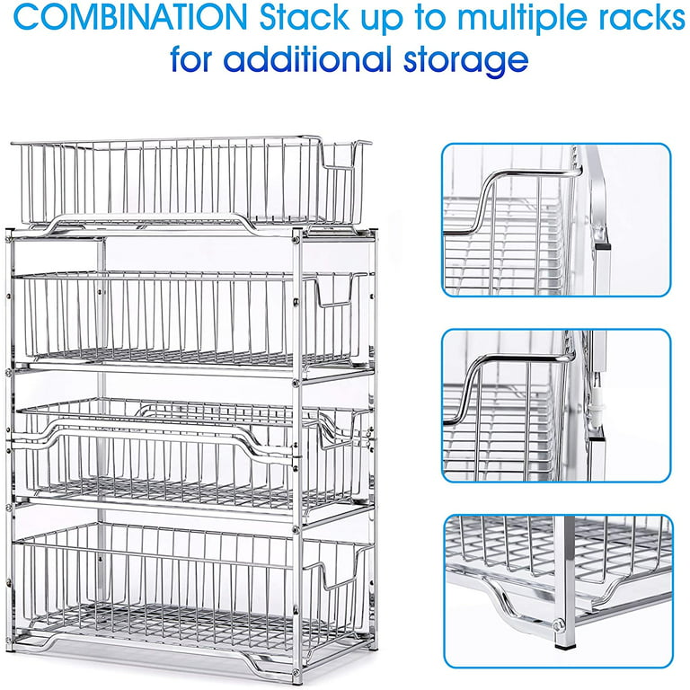 SimpleTrending Under Cabinet Organizer Shelf, 2 Pack Wire Rack