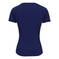 thumbnail image 4 of MIXUE Womens Tops Summer Solid Color Round Neck Short Sleeve Slim Fit Casual Soft Tunic Tshirts Activewear,Blue,M, 4 of 5