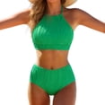 thumbnail image 4 of BOBOGOJP Womens High Waisted Bikini Sets Halter Two Piece Swimsuits Sporty Ribbed Tummy Control Bathing Suit Green for Size XL, 4 of 9