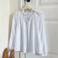 thumbnail image 5 of Chuancc Blouse for Women,Long Sleeve Shirts Lounge Shirts Women Loose Fit Tunic Shirts Roll Up Long Sleeve V Neck Blouses Work Gauze Tops Vintage Vacation Tees Shirt White XL, 5 of 5