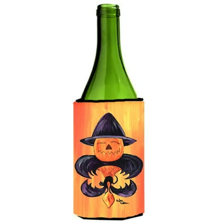 

Halloween Pumpkin And Bat Fleur De Lis Wine Bottle Hugger - 24 oz.