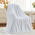 thumbnail image 7 of Super Soft Queen Blanket White Premium Silky Flannel Fleece 3D Waffle Checkered Lightweight Bed Blanket All Season Use (White, Queen(90"x90")), 7 of 7