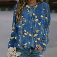 thumbnail image 2 of Utoimkio Women's Long Sleeve Tops 2025 Floral Print Shirt Crewneck Tops Loose Fit Casual Blouses for Women, 2 of 5