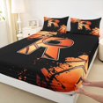 thumbnail image 3 of Homewish Cartoon Monogrammed R Queen Sheet Sets, Cartoon Basketball Lover Flat Sheet, Teens Kids Boys Girls Queen Fitted Sheet, Microfiber Bedroom Decor, 4 Pieces, 3 of 7