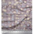 thumbnail image 1 of Soimoi Purple Silk Fabric Check & Floral Print Fabric by Yard 42 Inch Wide, 1 of 1