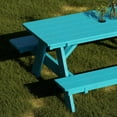 thumbnail image 3 of Wildridge Heritage 72 in. Picnic Table with Attached Benches, Aruba Blue - Outdoor Weather Resistant HDPE Picnic Table for Patio, Porch, Deck, Lawn, 3 of 4