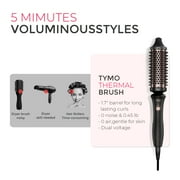TYMO STYLUX Thermal Brush, 3-in-1 Heated Round Brush for Blowouts, Straightening & Curling, 1.7-inch Ceramic Barrel, Dual Voltage, Black