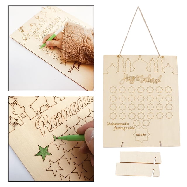 Calendario de Adviento de 2021 decoraciones de Ramadan, Graffiti DIY Eid Mubarak colgante Calendario de cuenta de regresiva para HAJJMUBARAK BLESIY Calendario de adviento