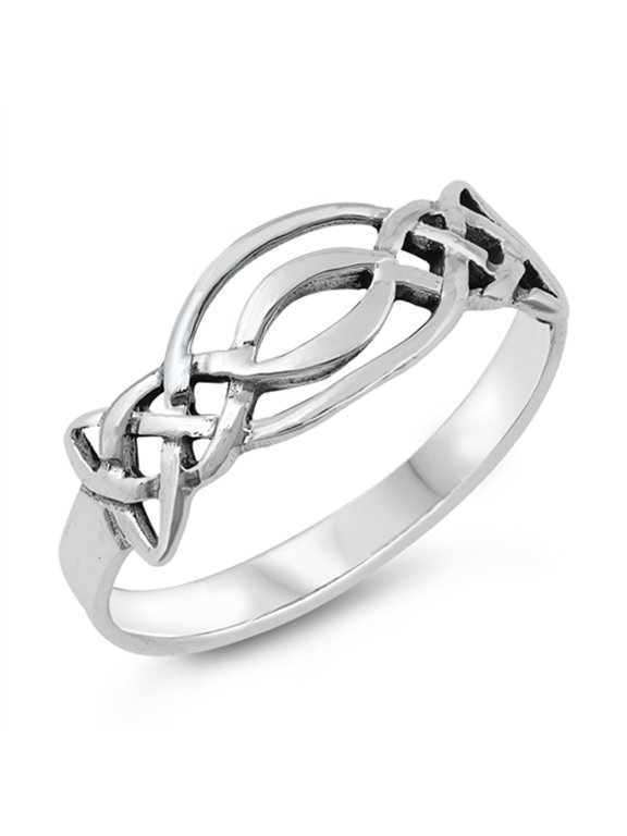 Celtic Braided Knot Promise Ring .925 Sterling Silver Band Jewelry Female Male Unisex Size 10