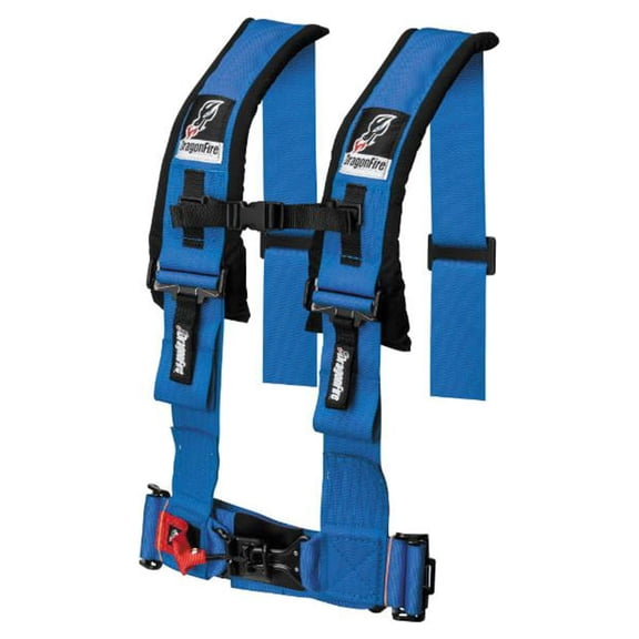 Dragonfire Adult H Style 4-Point 3" Buckle Harness Restraints - Blue/One Size Seat Harness