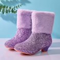 thumbnail image 3 of LYHao Girls Winter Warm Knit Boots For Little Girls — Cozy Lined Ankle Boots With Top Handle For Autumn And Winter ,Girls Boots Sizes 1.5 Purple(9.5-10 Years), 3 of 6