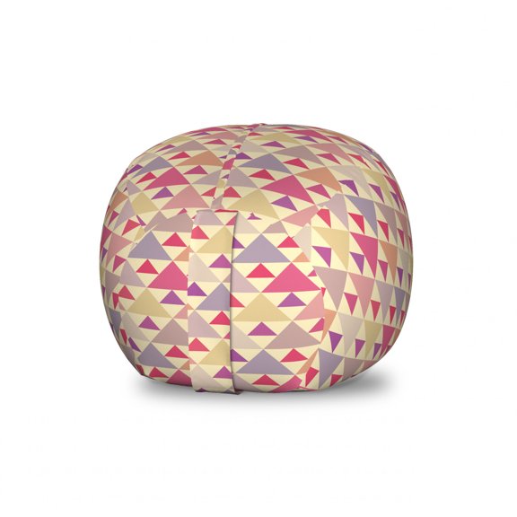 Geometrical Storage Toy Bag Chair, Abstract Retro Ornamental Continuous Triangular Forms Pyramids Design, Stuffed Animal Organizer Washable Bag, Small Size, Champagne Multicolor, by Ambesonne