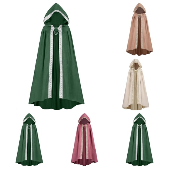 SAWOBUUN Medieval Cloak with Hood Halloween Wizard Renaissance Hooded Cape for Man Women
