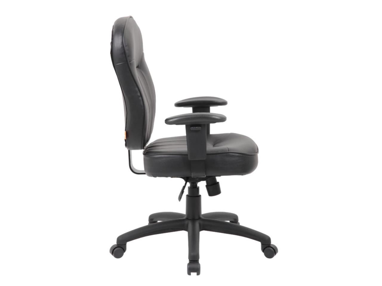 Boss Office Products Black Leather Task Chair with Adjustable Arms