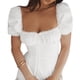 thumbnail image 5 of Vestidos Largos De Verano Vestido de playa para mujer con mangas abullonadas, elegante traje de cóctel de lujo (blanco L) Kuymtek para Mujer Blanco T S, 5 of 9