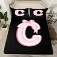 thumbnail image 2 of Erosebridal Initial Letter C Sheet Set Twin, Black Pink Bedding Sets Twin Size, Kawaii Bow-tie Reversible Twin Sheet Sets, Lightweight Room Decorative, 3pcs, 2 of 7