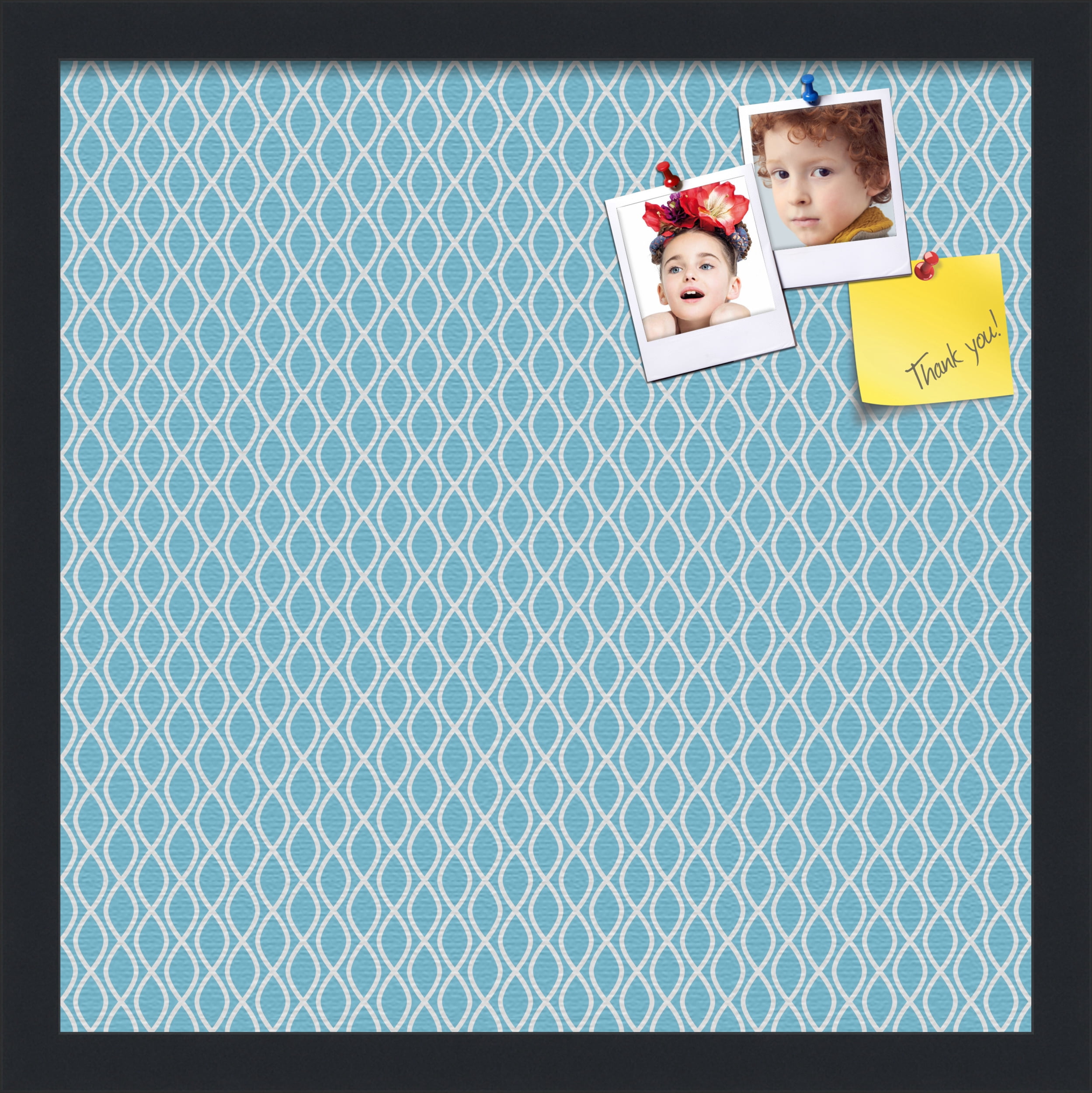 PinPix 16x16 Custom Cork Bulletin Board Sky Blue Waves Poster Board Has a Fabric Style Canvas Finish, Framed in Sky Blue Waves, by ArtToFrames (PinPix-245)