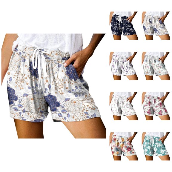 Womens Shorts Womens Drawstring Shorts Summer Elastic Waist Lightweight Casual Shorts With Pockets