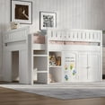 thumbnail image 5 of Harper & Bright Designs Full Size Low Loft Bed with Storage Cabinet and Chalkboard Panel, Full Wooden Loft Bed Frame with Storage Shelves for Bedroom, White, 5 of 11