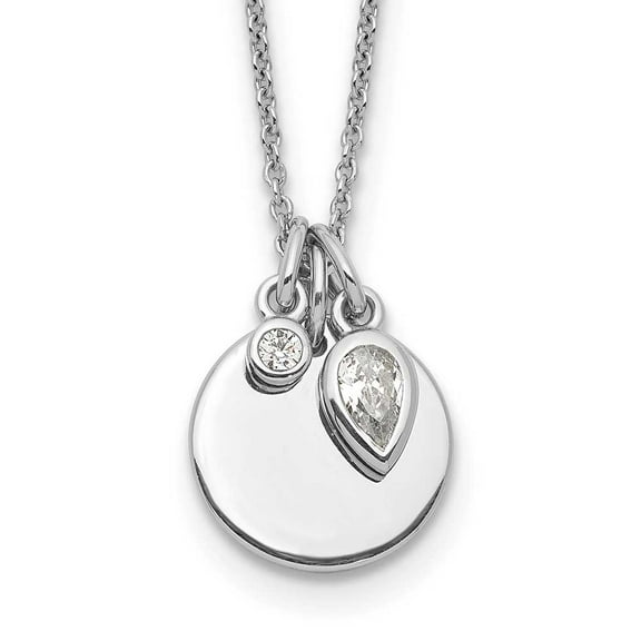 Sterling Silver Rhodium Plated w/1.75in ext. CZ Necklace Q-QG5429-18