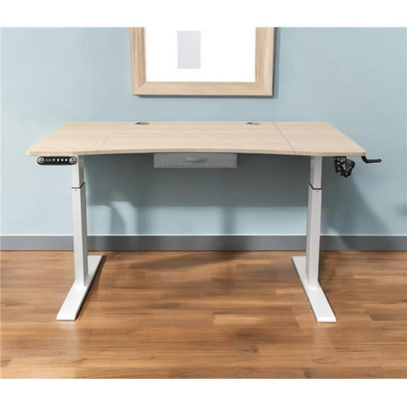 HomeRoots 558231 Adjustable Oak & White Wood & Metal Standing Desk