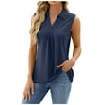 thumbnail image 3 of FAIWAD Womens Summer Sleeveless Tank Tops Trendy Lapel V Neck T Shirt Casual Dressy Blouse Tops, 3 of 5