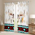 thumbnail image 2 of Manfei Aztec Geometric Kitchen Curtains, Boho Cow Skull Print Black Out Curtains Pack of 2 (42x63 Each), Orange Black, 2 of 6