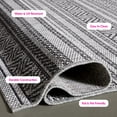 thumbnail image 6 of SAFAVIEH Courtyard Everette Geometric Striped Indoor/Outdoor Area Rug, 5'3" x 7'7", Black/Grey, 6 of 14
