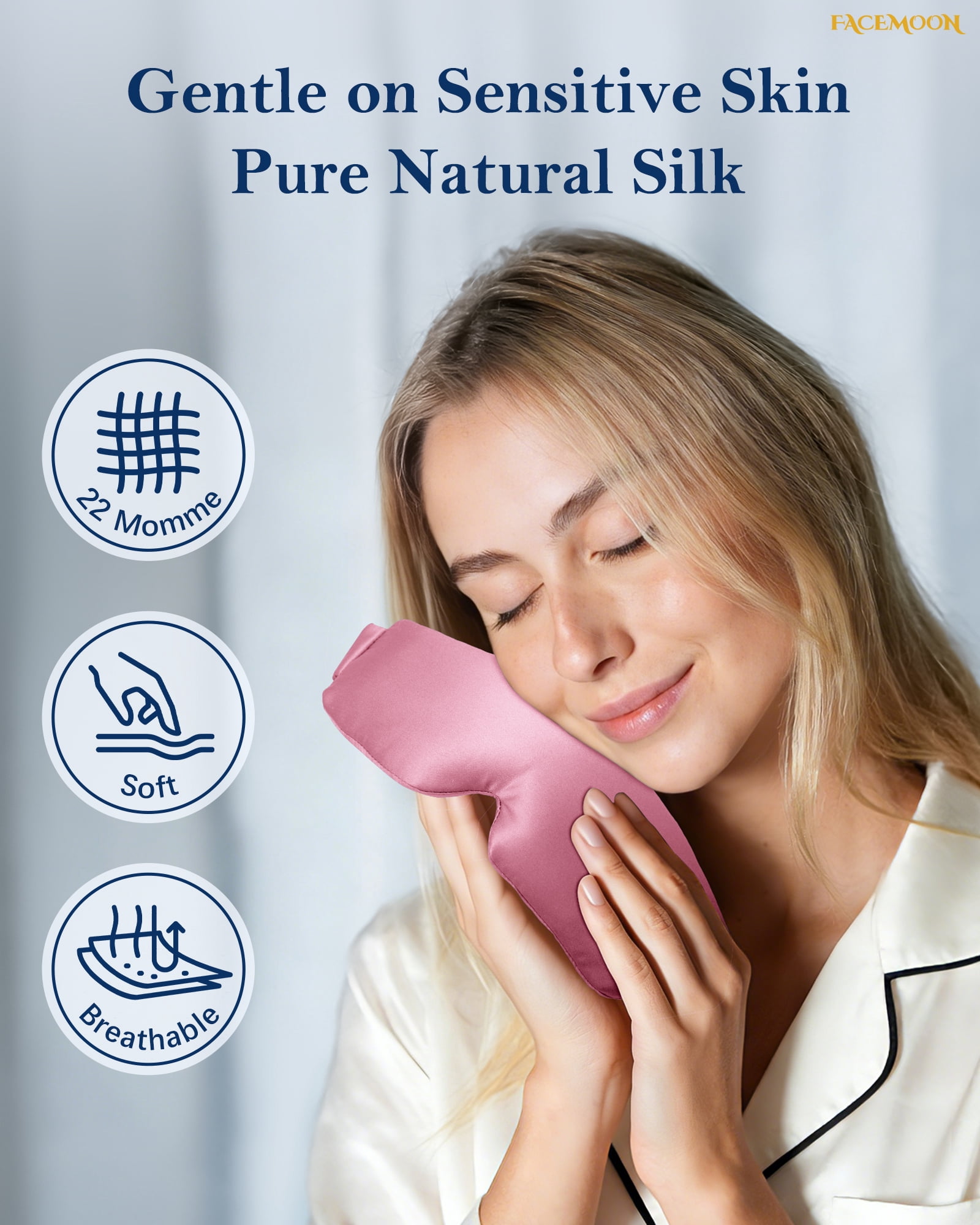 FACEMOON Silk Comfort Heated Eye Mask for Dry Eyes Warm Moist Heat Therapy Sleep Aid Blue