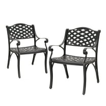 Nuu Garden 2 Piece Bistro and Dining Chairs Set, Aluminum Outdoor Indoor Patio Chairs with Arms for Garden, Backyard, Porch, Black with Gold Speckles