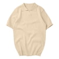 thumbnail image 4 of Qiyinn Men's Fashion Casual Solid Color Breathable Knit Short Sleeve Lapel Shirts, 4 of 7
