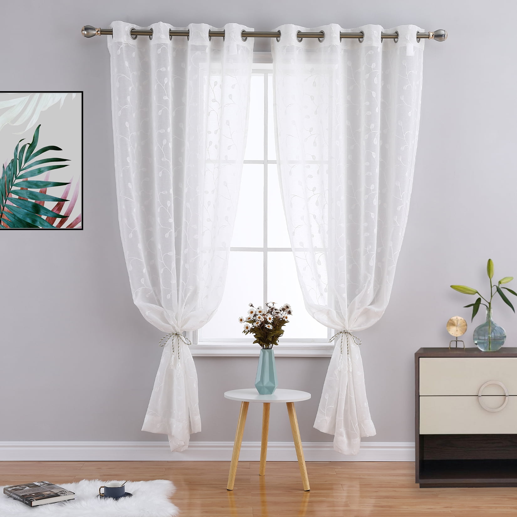 Curtainworks Kendall Solid Semi-Sheer Grommet Single Curtain Panel - Size: 52 W x 84 L, Color: Ivory