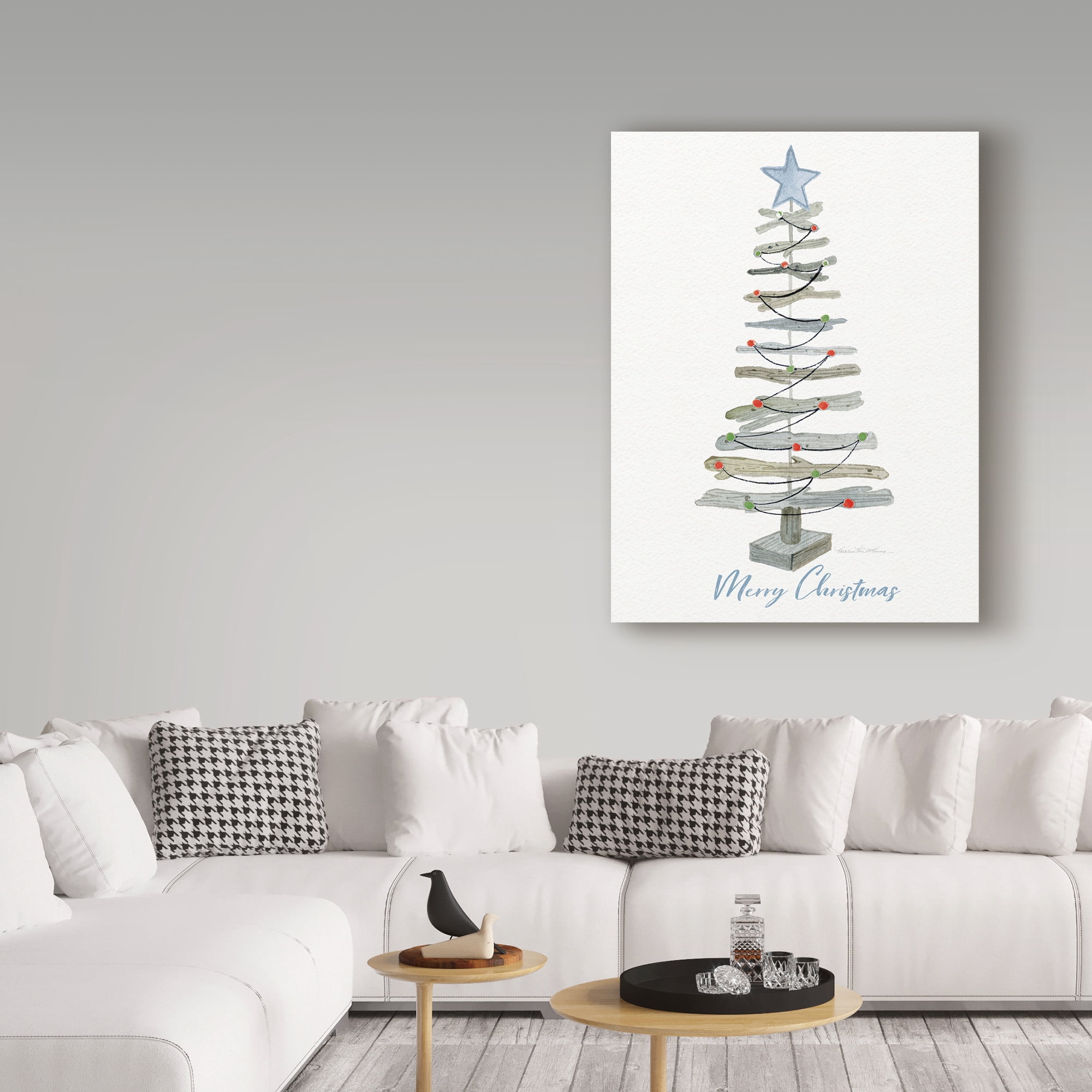Trademark Fine Art 'Coastal Holiday Tree III Red Merry Christmas' Canvas Art by Kathleen Parr McKenna