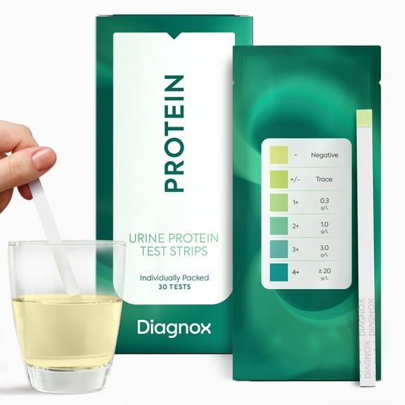 Diagnox Protein Urine Test Strips Kit - Individually Packed at Home Urine Protein Test Strips (30 Pack)