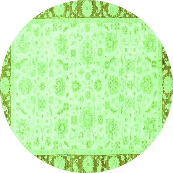 Ahgly Company Indoor Round Abstract Green Modern Area Rugs, 4' Round