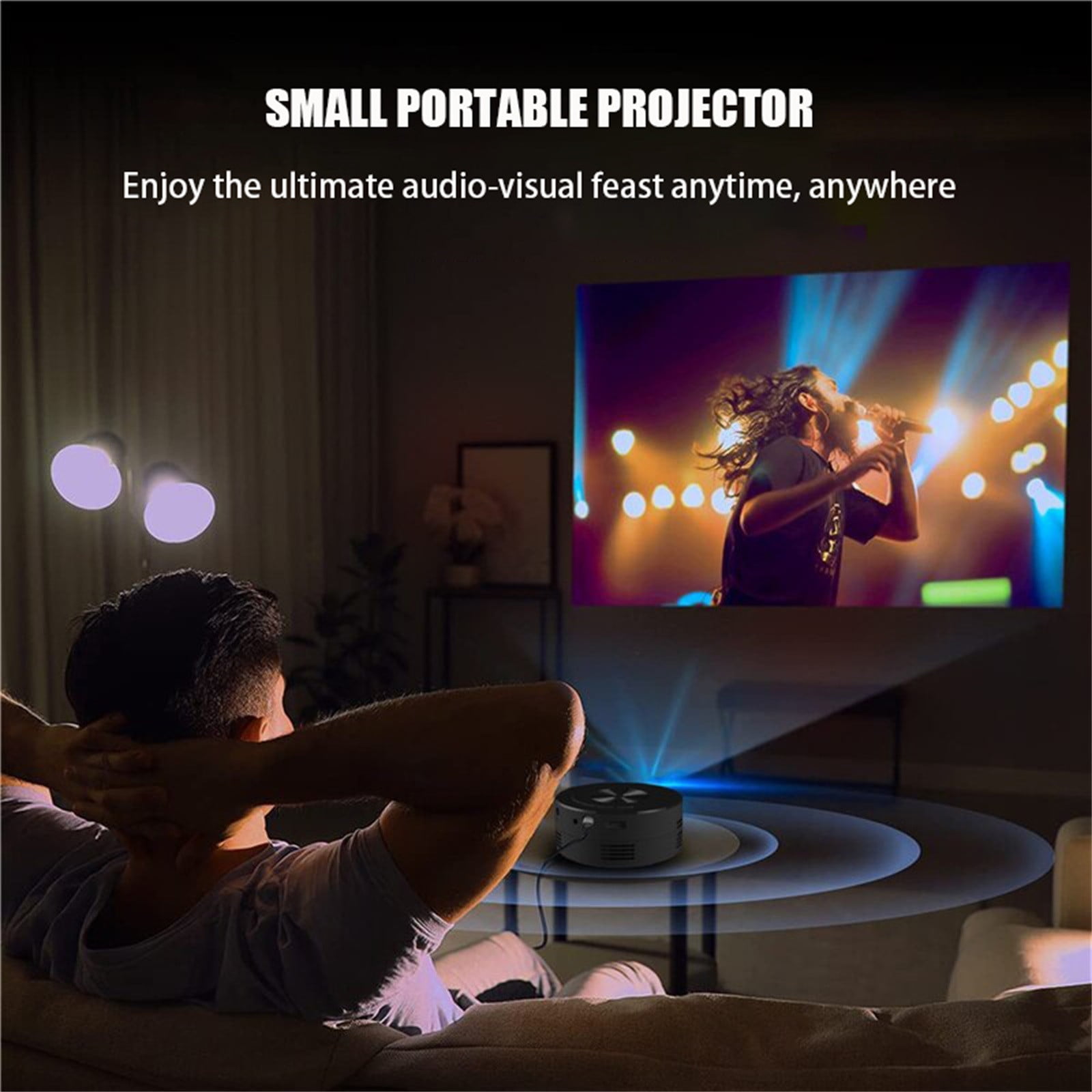 Nkmbld Smart Projector with WiFi and Bluetooth, Portable Outdoor Movie Projector Home Movie LED Video Projector with USB Interface and Remote Control for Home Entertainment